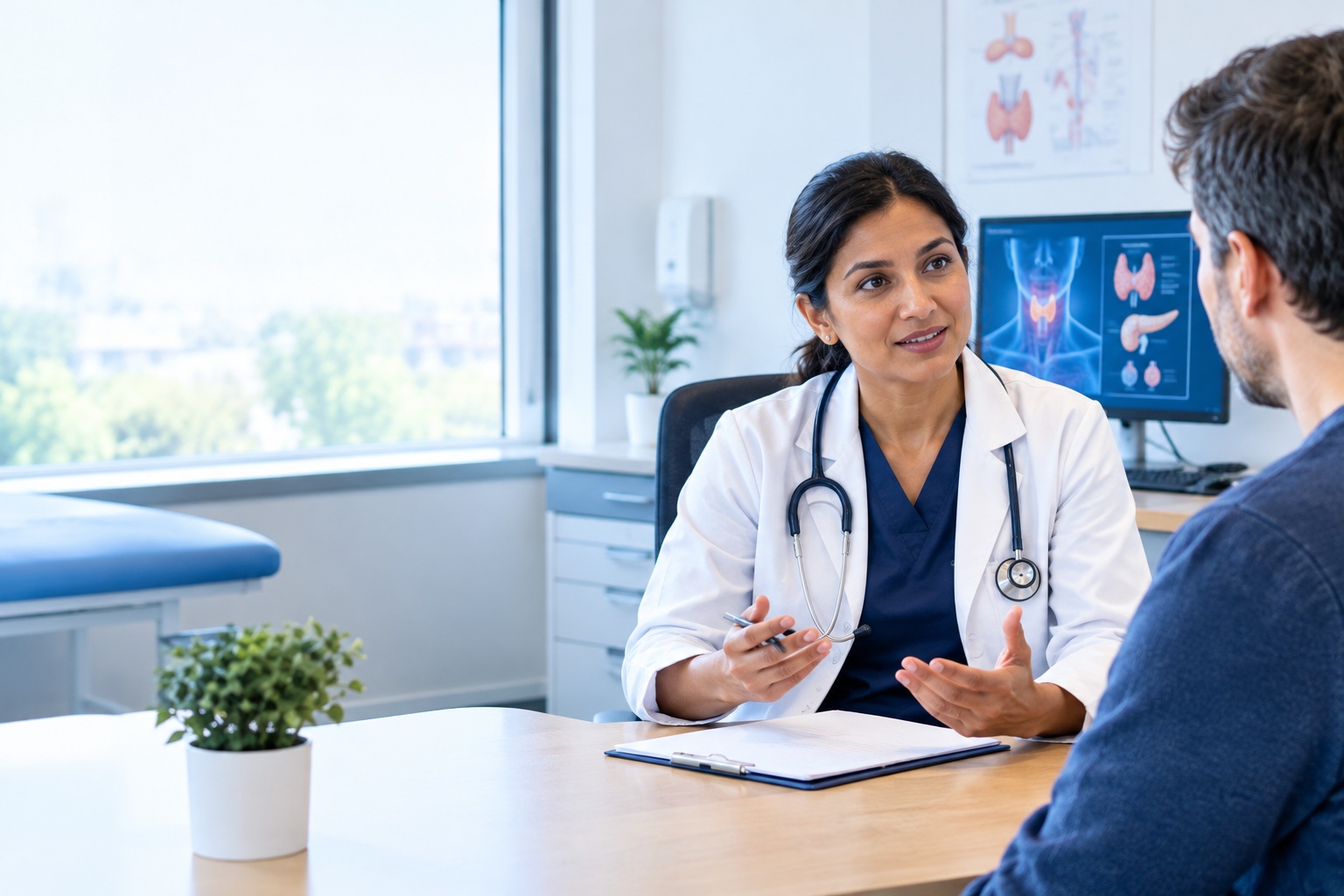 Endocrinologist consulting with a patient