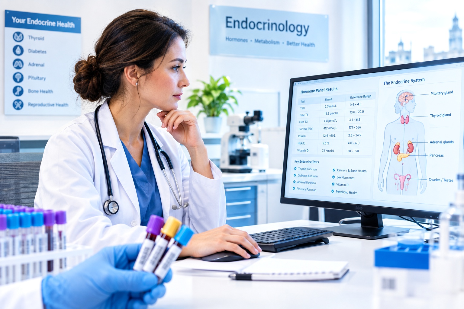Hormone testing in an endocrinology laboratory