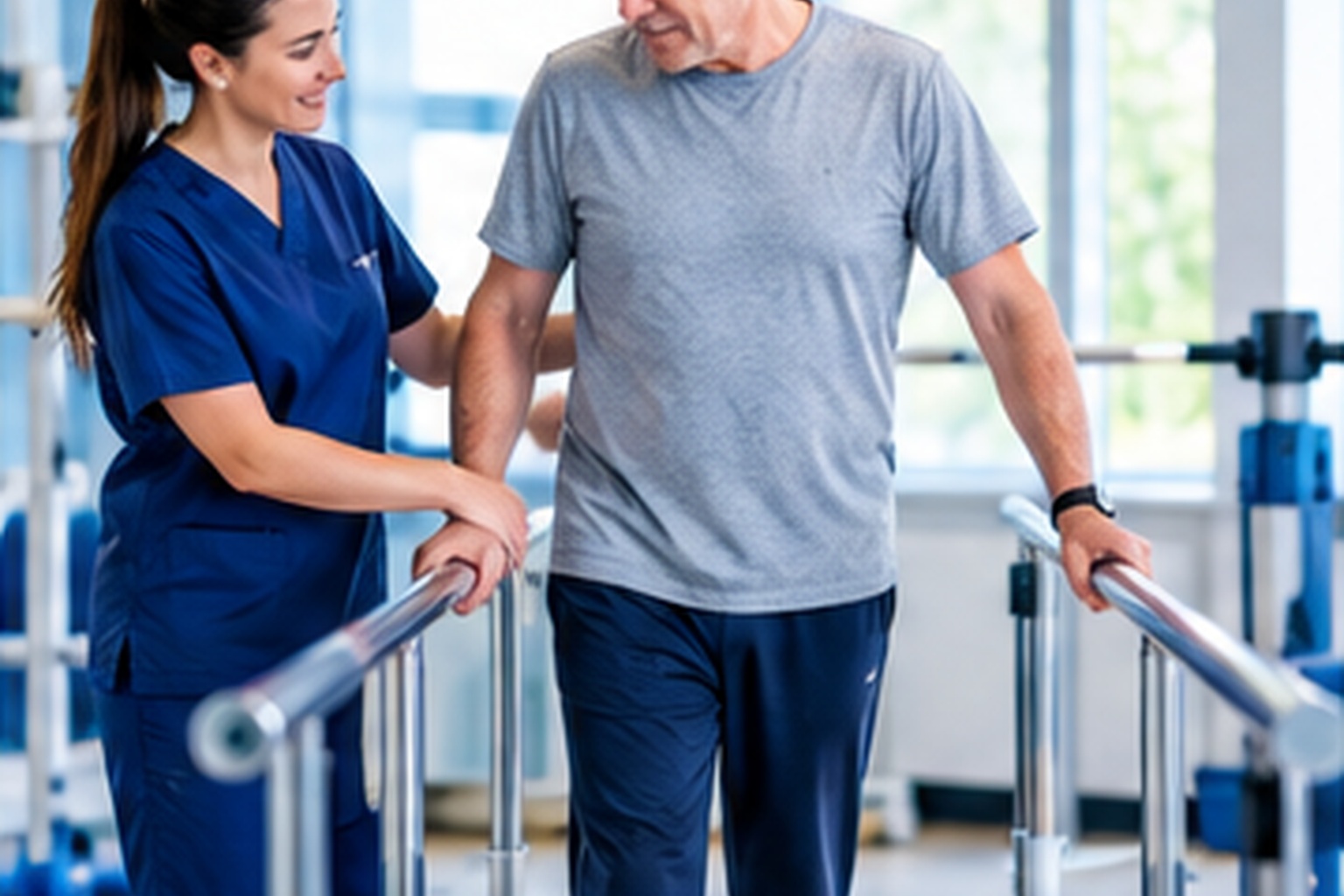 Patient receiving rehabilitation after treatment
