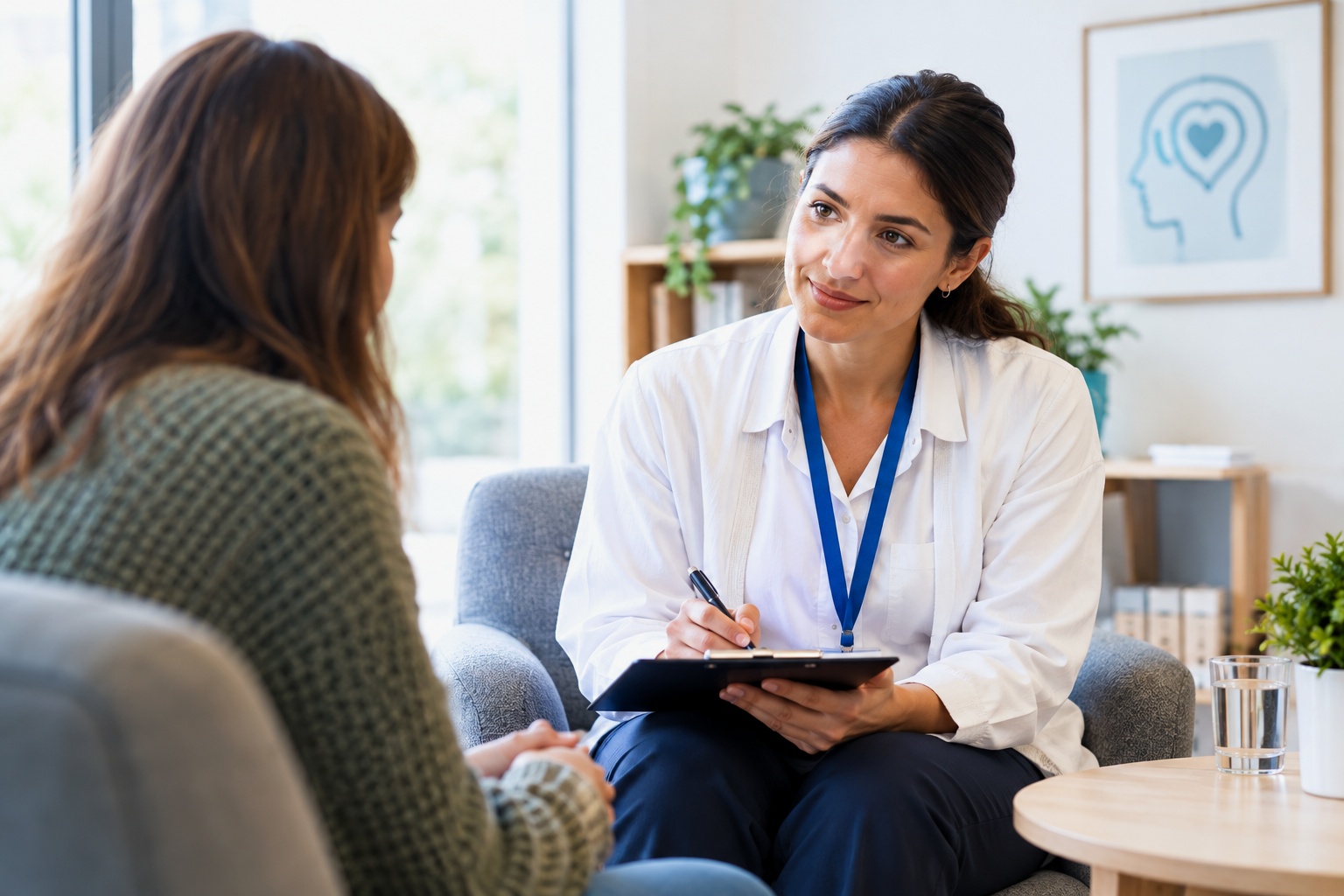 Mental health professional supporting a patient